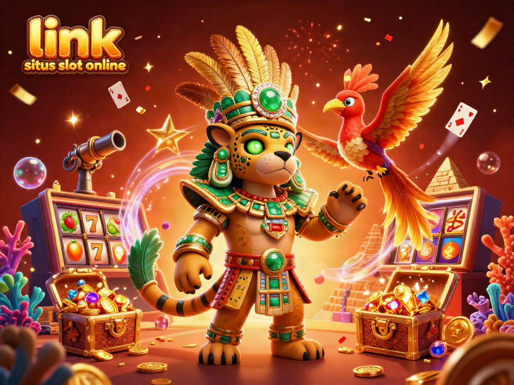 Menangkan jackpot dengan link situs slot online dalam ilustrasi kasino yang penuh warna dan hidup.