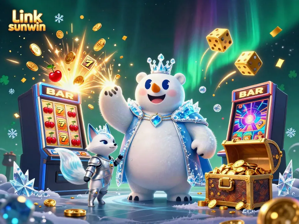 Experience the exhilarating "link sunwin" casino adventure with a jackpot explosion, vibrant characters, and immersive game elements.