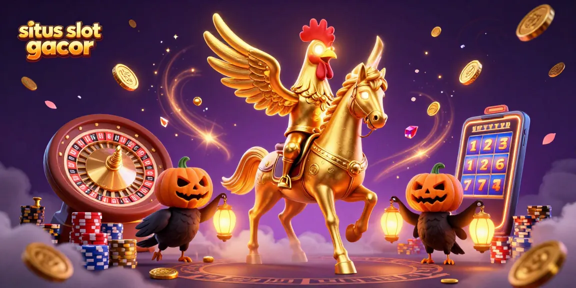 Experience situs slot gacor excitement with golden rooster and cascading coins in a vibrant casino.