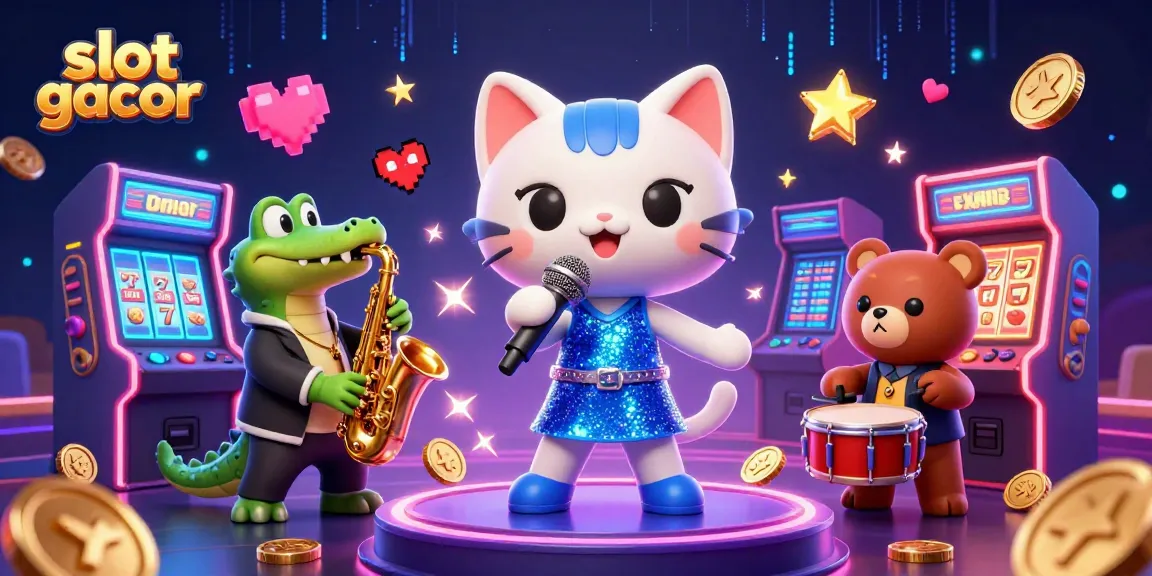 Experience thrilling slot gacor action with cartoon characters in a vibrant 3D casino scene.