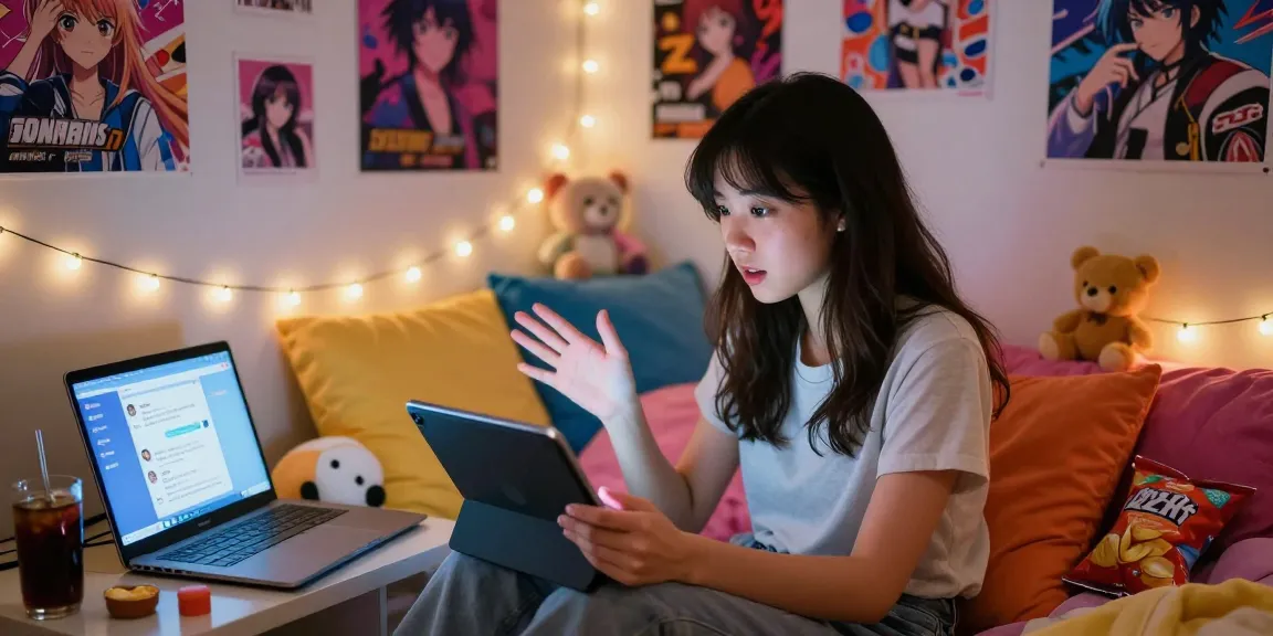 Engaging NSFW AI chat experience with digital character in cozy bedroom.