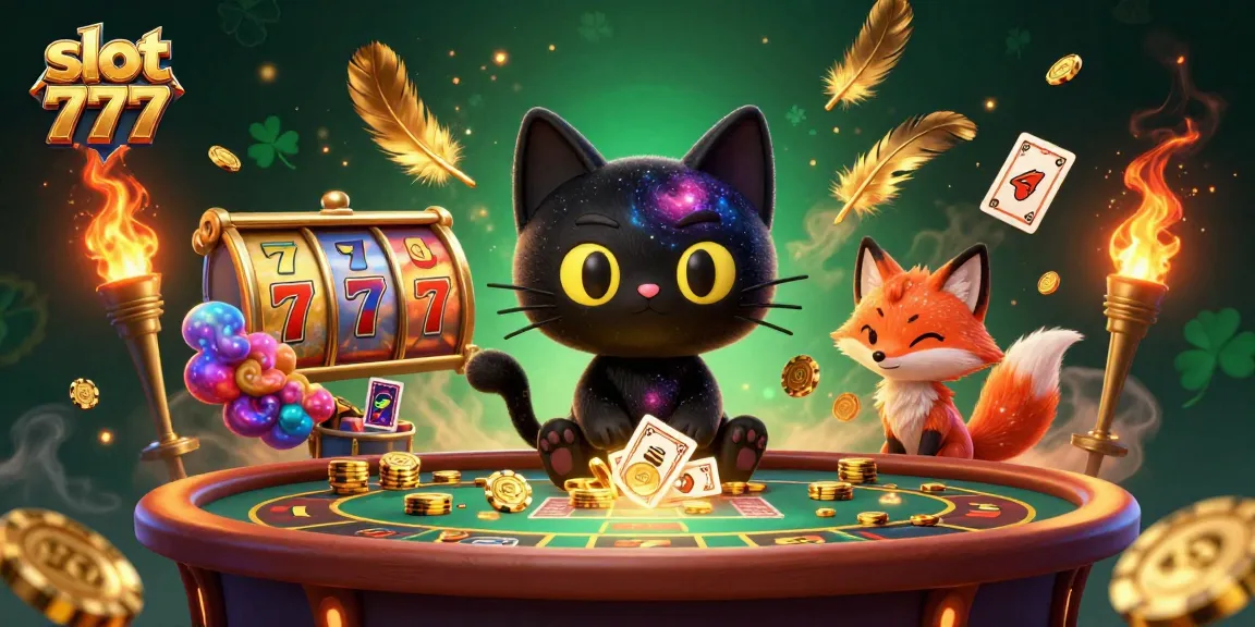 Experience thrilling slot 777 gameplay with a cosmic twist in this illustrated casino scene.