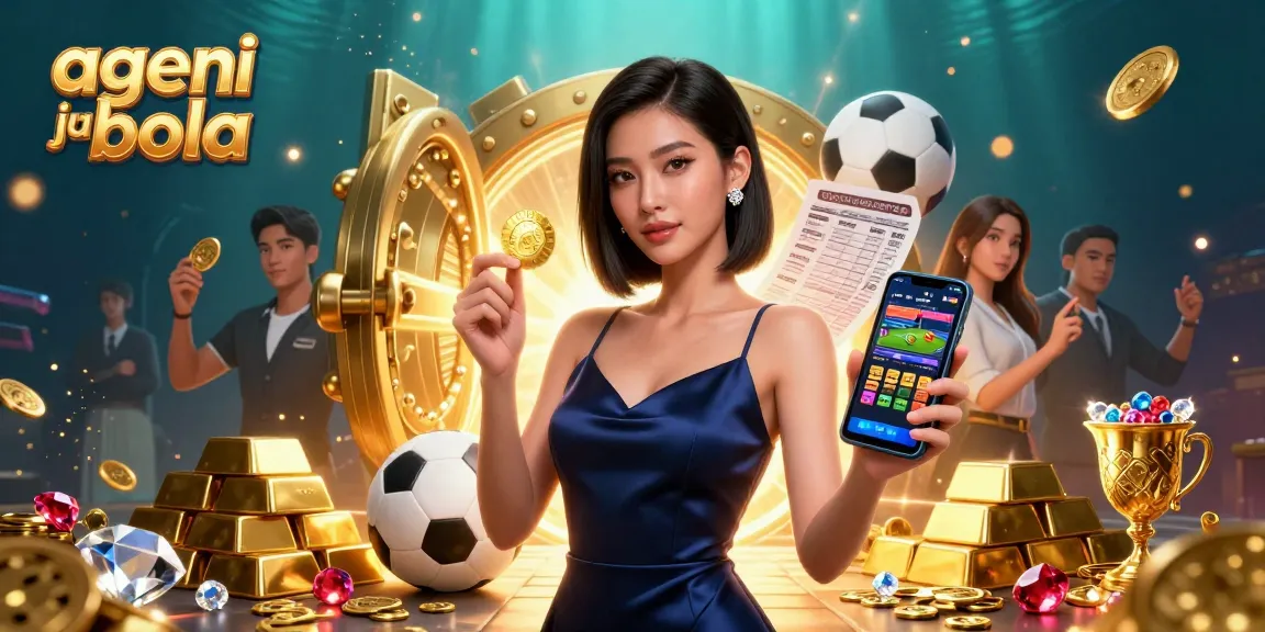 Sparkle and win big with agen judi bola as a confident woman places sports bets.
