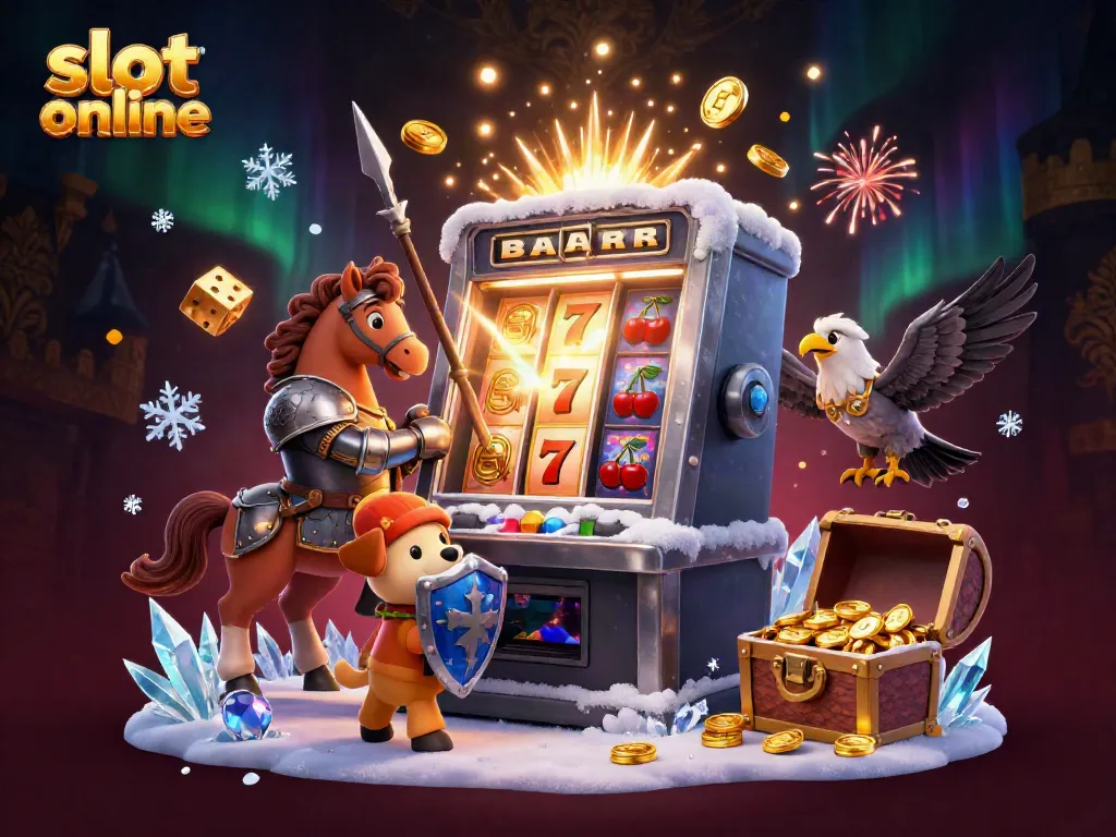 Win big with slot online games featuring colorful slot machines and festive coin explosions