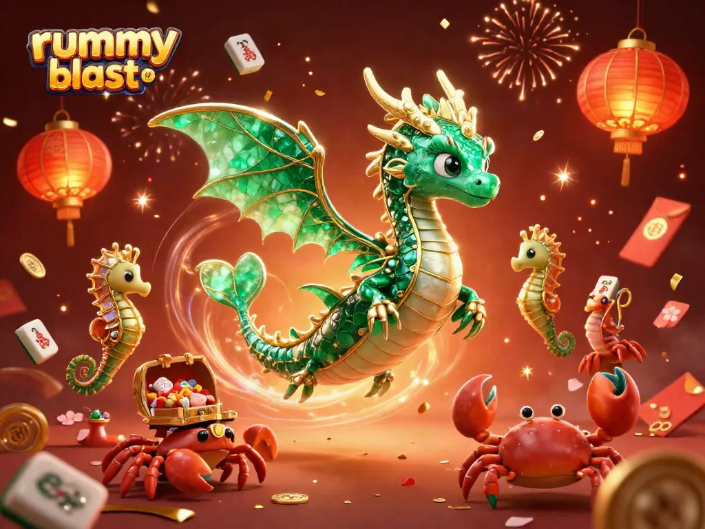 Play rummy blast apk with energetic characters, vibrant magic, and festive casino elements.