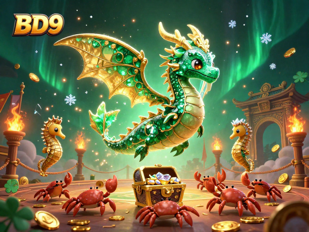 Experience thrilling gameplay with BD9's emerald sea dragon amid dynamic casino elements.