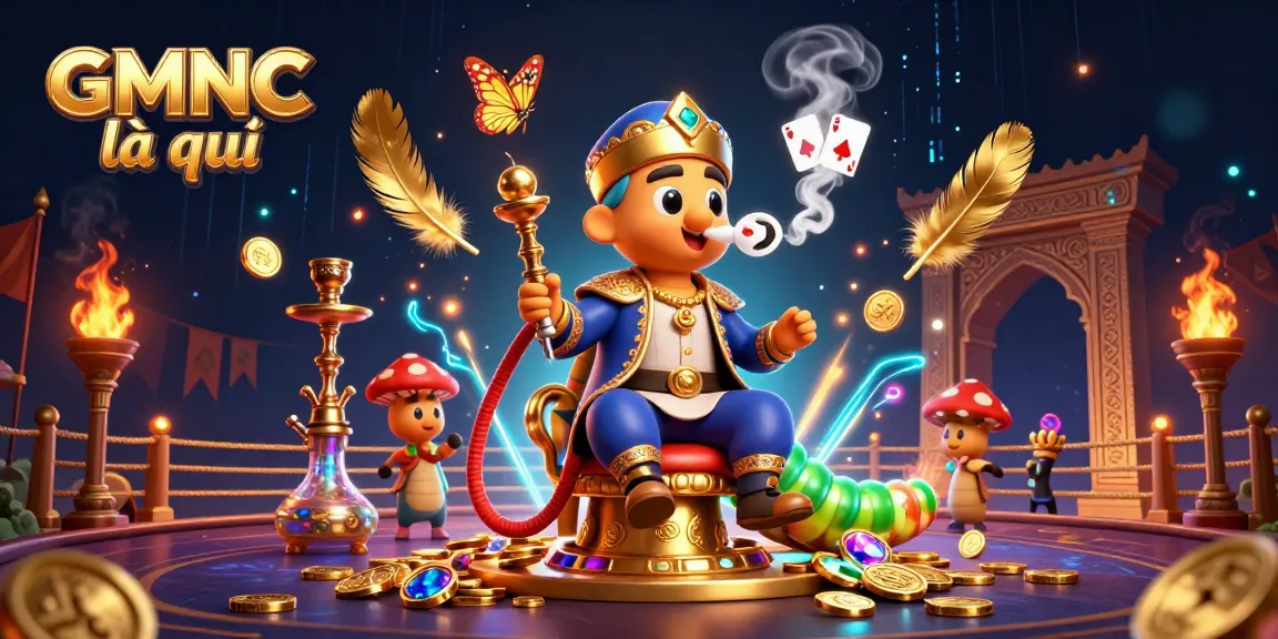 Engaging illustration of GMNC là gì highlights poker symbols and gaming elements in a vibrant casino context.