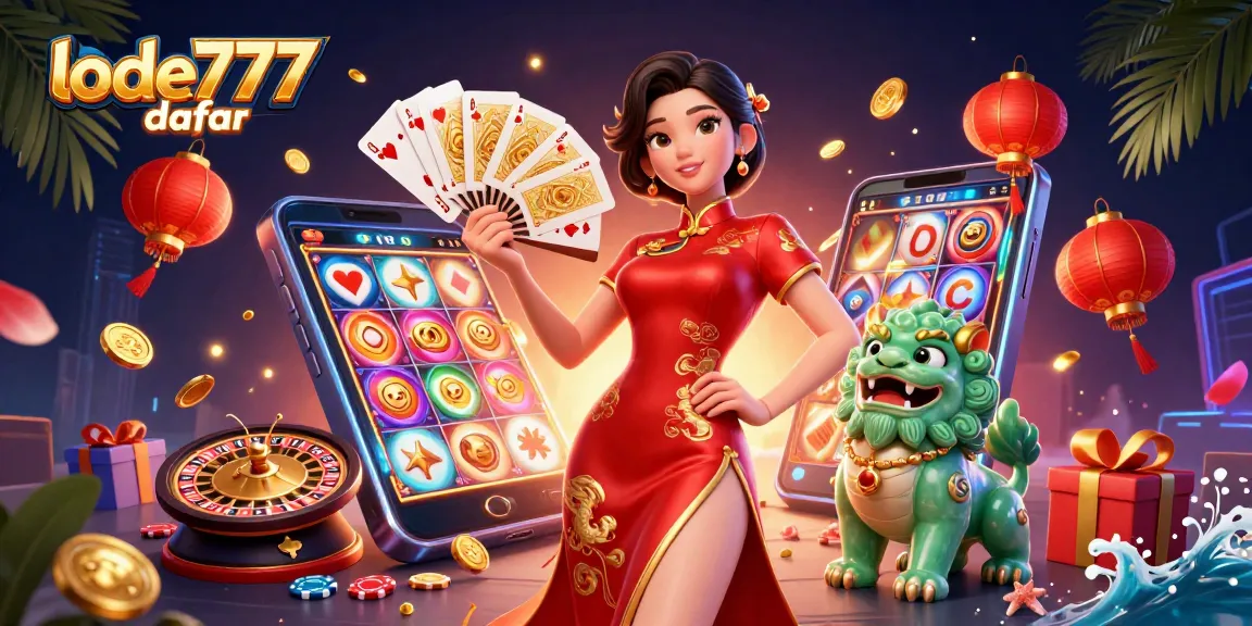 Experience winning with lode777 daftar, showcasing a vibrant casino scene with dynamic characters and game elements.