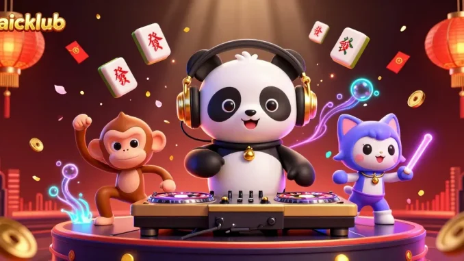 Engage with Jaiclub's vibrant gaming scene featuring a DJ panda and exciting casino elements.