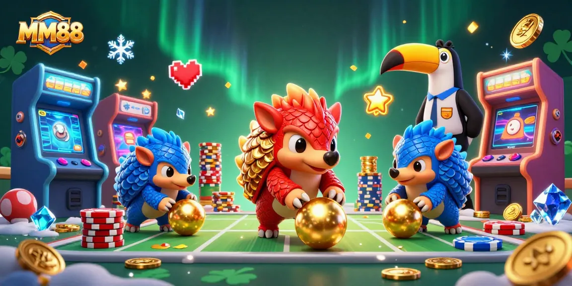 Engage in thrilling betting action with MM88 featuring colorful pangolins and casino elements
