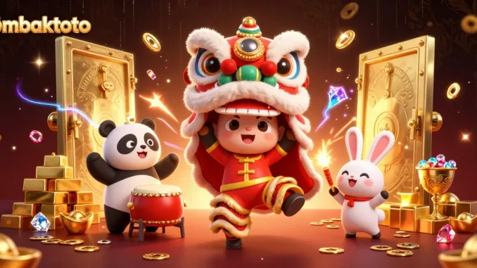 Experience ombaktoto's lively action featuring dragons, gold treasures, and festive characters celebrating luck.