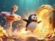 Engage with sc88 as you discover a golden penguin soaring towards a dazzling casino space station.
