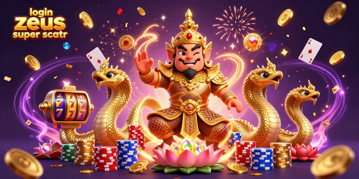 Experience login zeus super scatter with vibrant casino elements and dynamic characters in an exciting online gaming scene.