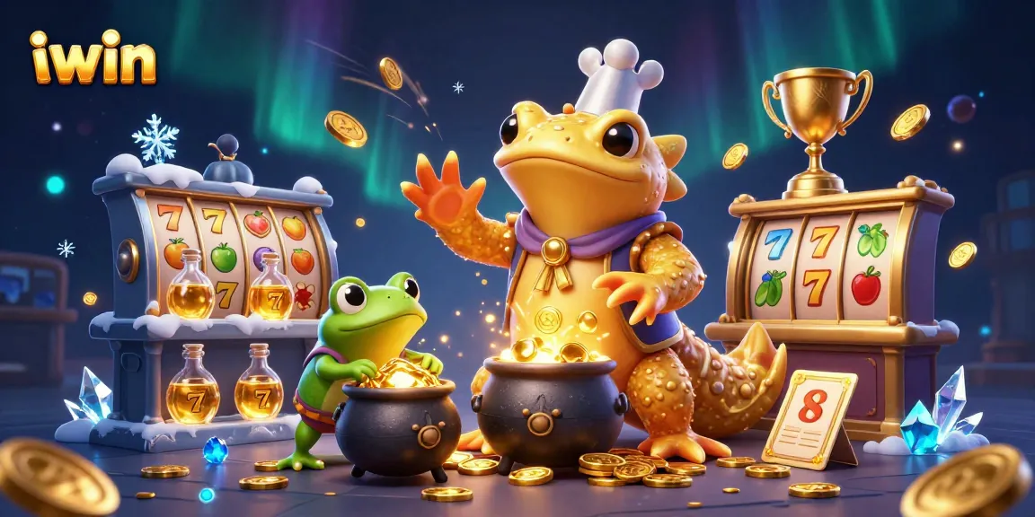 Experience iwin's magical 3D casino adventure with golden coins and vibrant slot reels.