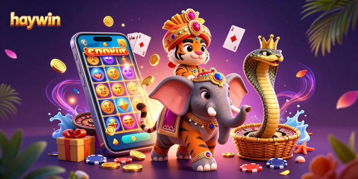 Experience excitement with Haywin's vibrant casino games in a lavish setting featuring unique characters.
