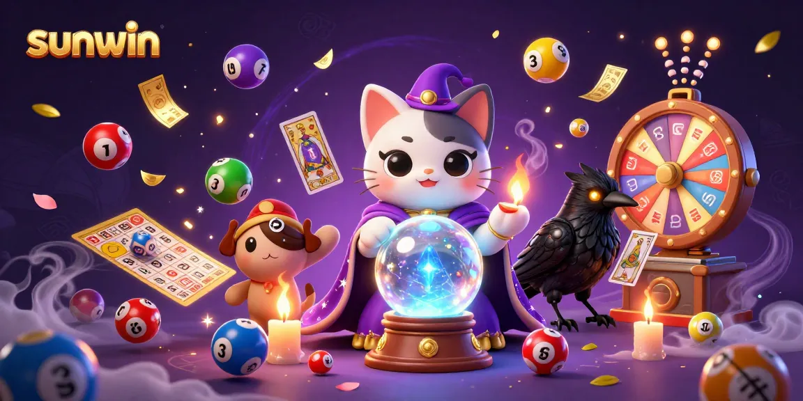 Win big at sunwin with an exciting 3D digital illustration showing vibrant casino elements and mystic characters.