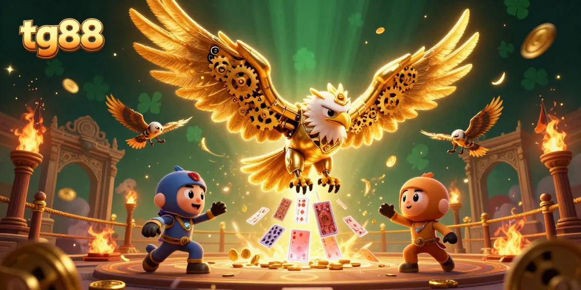 Experience thrilling action with tg88: a golden eagle soaring through a vibrant gambling scene.