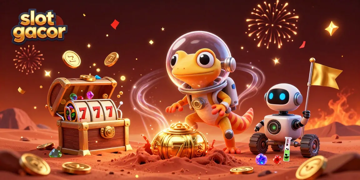Experience slot gacor excitement with a Martian gecko unearthing a golden casino.