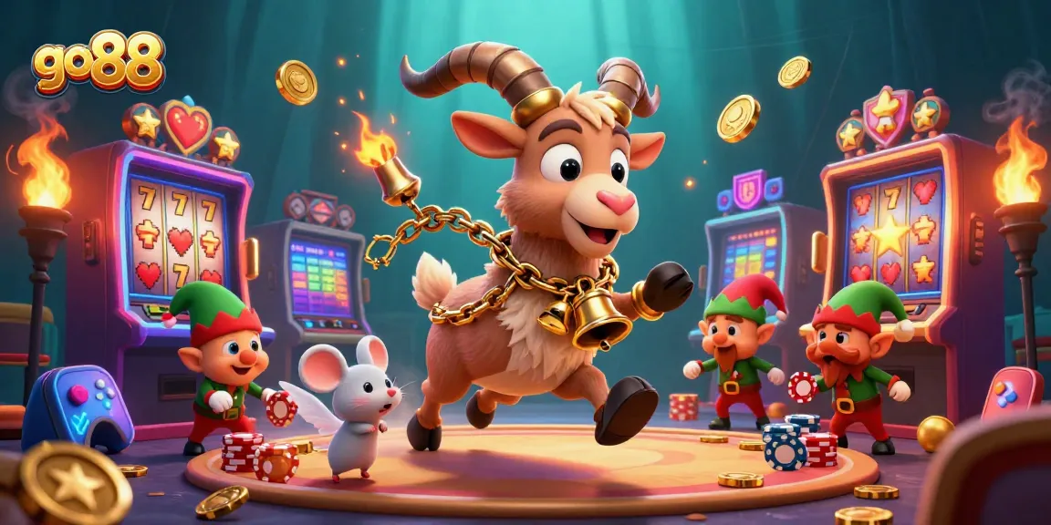 Experience thrilling go 88 slot gameplay with festive characters in a vibrant casino scene.