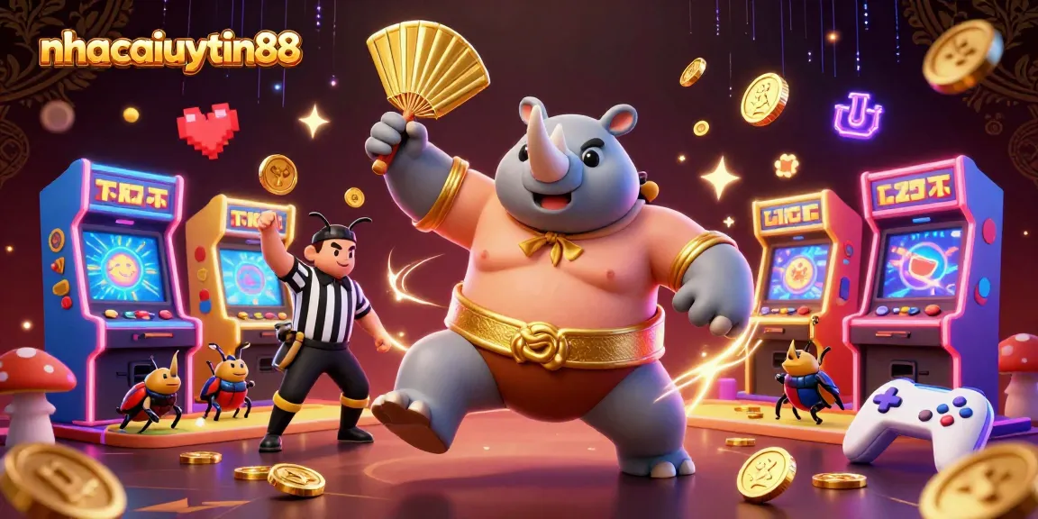 Experience exciting gameplay at nhacaiuytin88 with cartoon beetle characters in a vibrant casino scene.