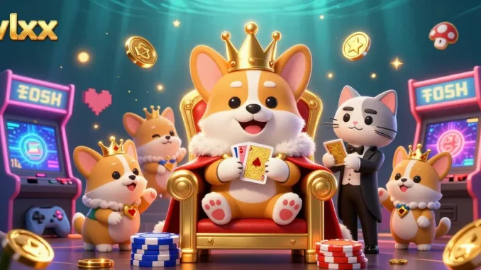 Experience the excitement of vlxx gaming with a royal corgi at the casino throne.
