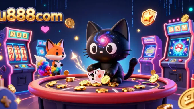 u888com engages players with a vibrant cosmic casino scene featuring unique characters and slot elements.