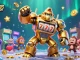 Experience the action with situs slot gacor featuring a dynamic golden gorilla mech in a colorful casino scene.