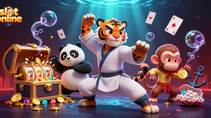 Menangkan permainan slot online dengan berbagai simbol menarik dalam ilustrasi 3D yang penuh aksi.