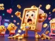 Cheering slot machines celebrate a jackpot win in this vibrant online casino scene.