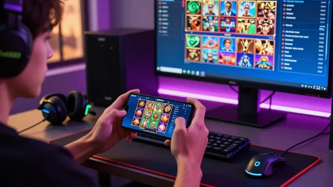 Evo888 Apk gaming experience with vibrant interface on modern smartphone in dynamic gaming setting.