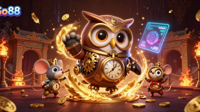 Experience the thrill of Go88 with this vibrant 3D casino adventure illustration, featuring playful characters and rich details.
