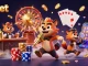 Experience the thrill of gaming at 8xbet with hyena characters creating a lively casino atmosphere.