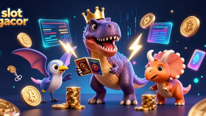 Slot gacor menyajikan ilustrasi 3D hewan lucu dengan elemen kasino yang menarik.