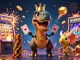 Experience thrilling online slots action with cartoon dinosaurs in a vibrant casino scene.