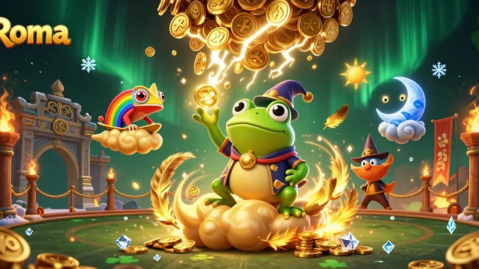 Experience epic wins with Roma's magical storm of golden coins and vibrant characters